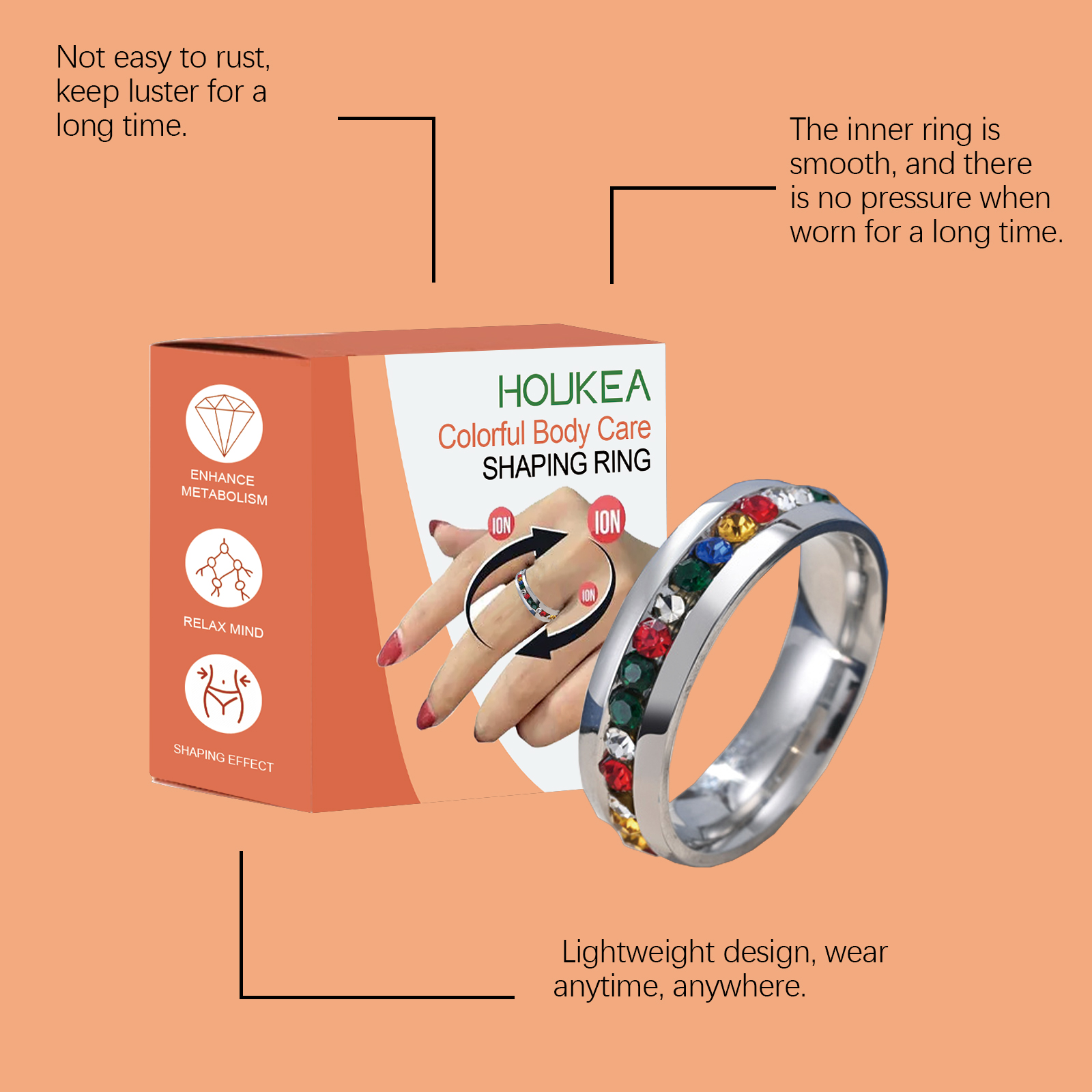 Colored Rings Colored Rings Beautiful Simple Accessories Body Care Daily Fashion Trend Accessories - Image 3